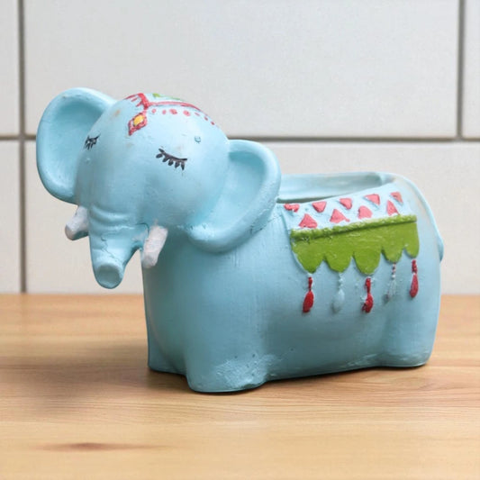 Blue Elephant Resin Pot