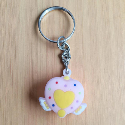 Pink and Blue Flying Heart Keychain (K-137)