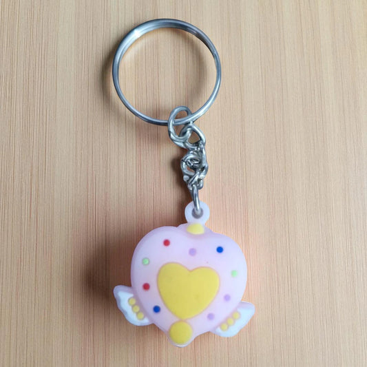 Pink and Blue Flying Heart Keychain (K-137)