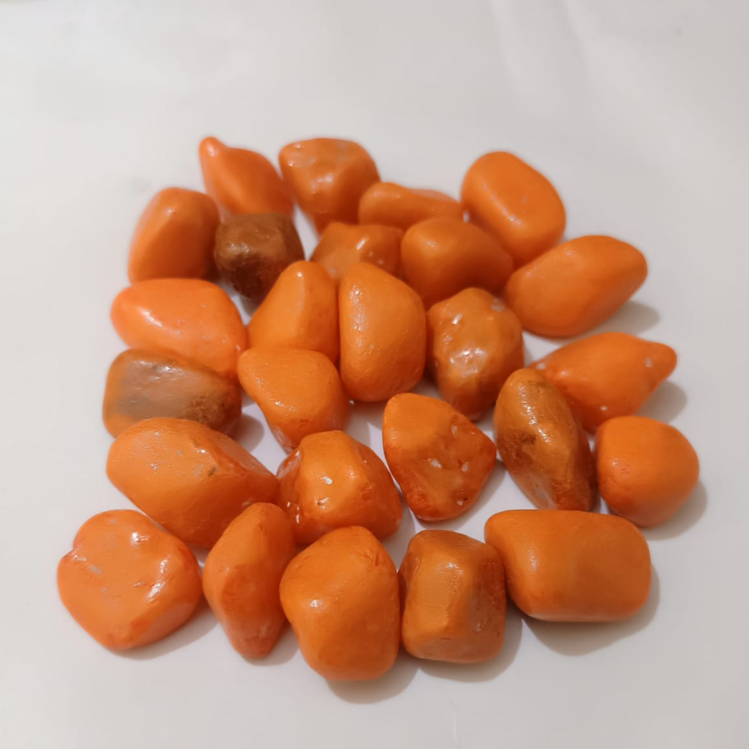 Orange Stained Rocks Orange Decorative Pebble Stones (100 g) – Plant Orbit