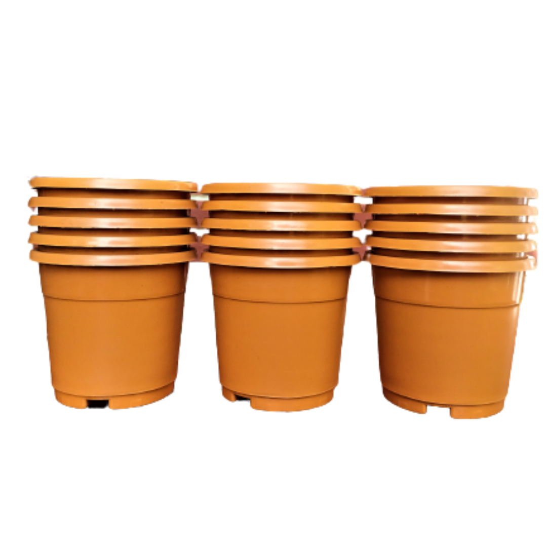 Plastic Pot Brown Color 4 inch (Set of 15)